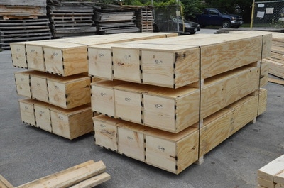 Custom wooden crates manufactured by May Wood Industries